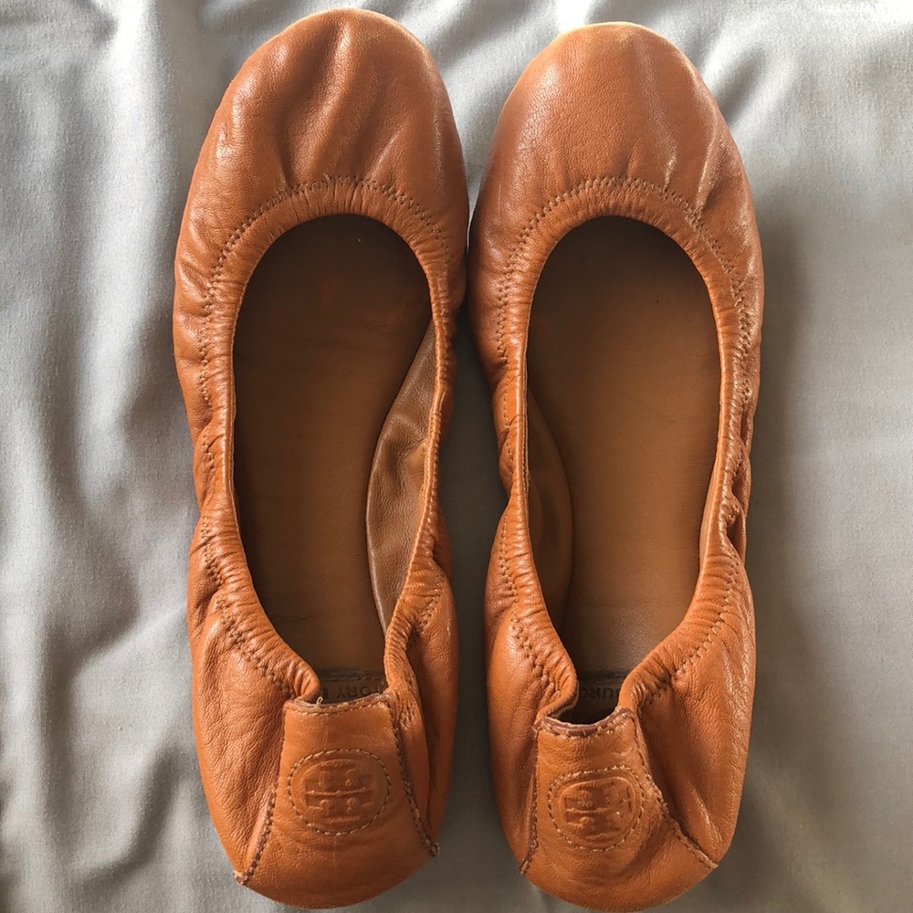 Tory Burch Eddie Ballet Brown Leather Flats